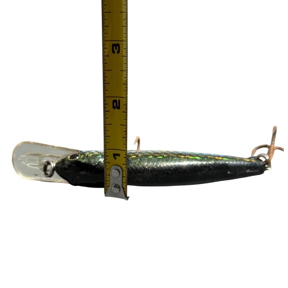 Vintage Holographic Minnow Crankbait Fishing Lure‎ Deep Diver Silver 4.5 Inch